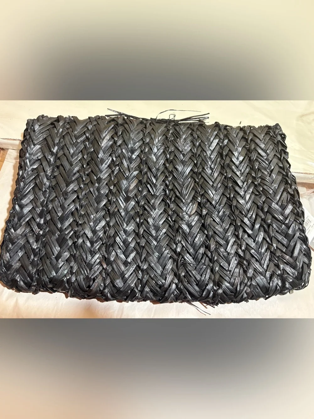 Mud Pie Black Woven Fringe Clutch